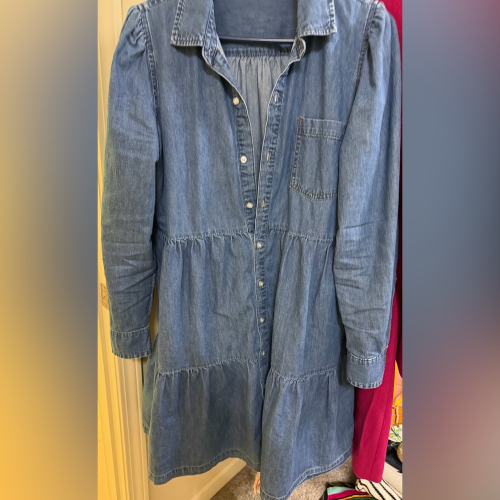 crown & ivy Blue Denim Shirt Dress